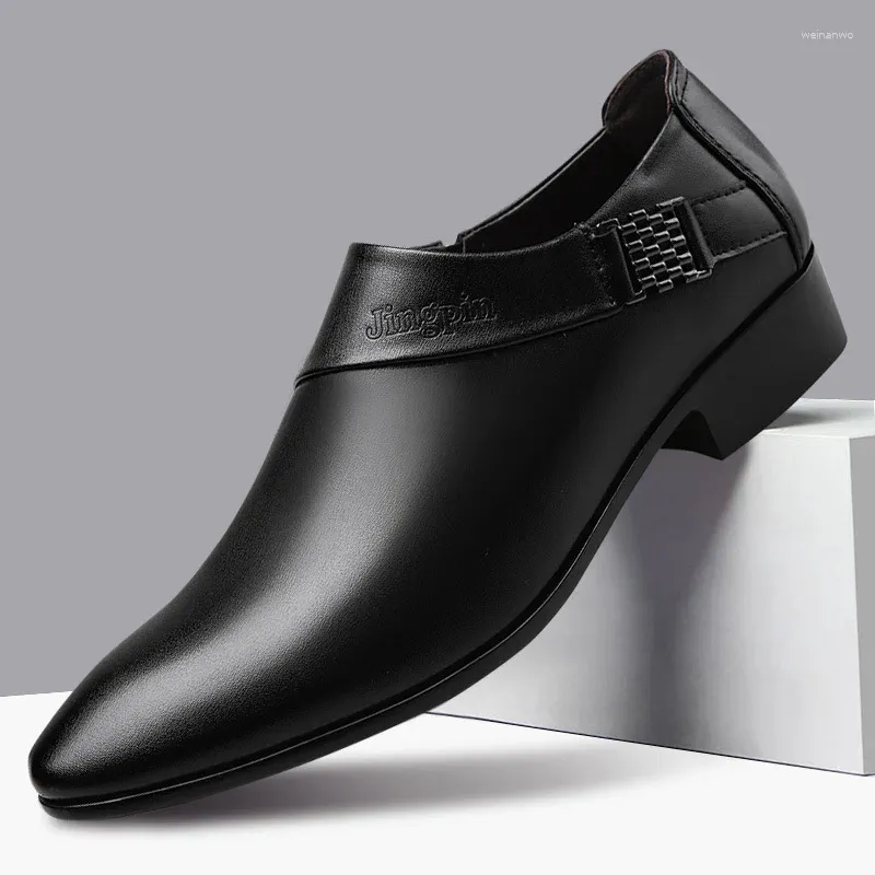 Dress Shoes Men's Luxury Business 2024 Fashion Versatile Work Leather Wedding Casual Wear Resistant Comfortable