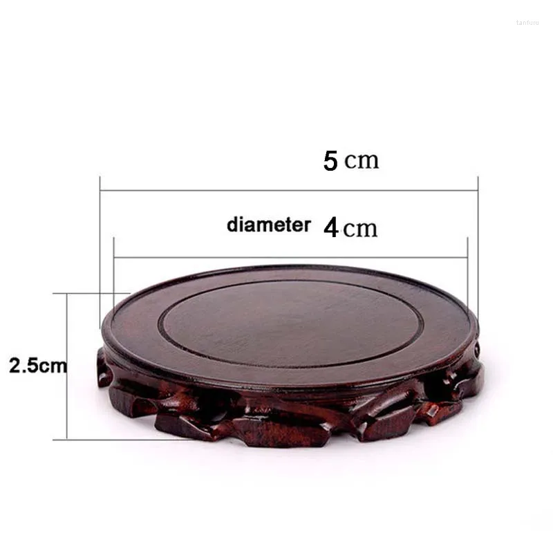 Decorative Plates 1 Pcs 4cm Diameter Carving Wooden Round Base For Mini Bowl Cup Snuff Bottle