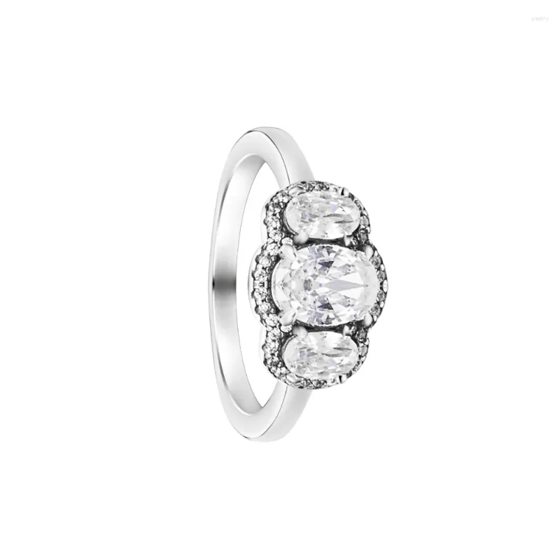 Bagues de cluster 925 Bague en argent sterling CZ Tree Stone Vintage Mariage pour femmes Bijoux Bague Femme Anillos Articles