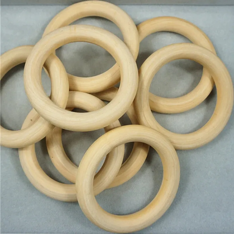 Natural Wood Teething Beads Wooden Ring Beads For DIY Jewelry Making Crafts 15 20 25 30 35 40 45 50 55 60 65 70 96MM 240202