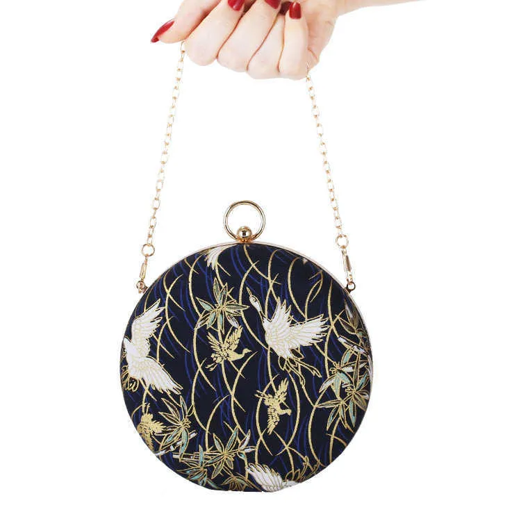 Evening Bags New Round Ball Dinner Bag Diamond Evening Bag Banquet Embroidery Bracelet Hand Dress Japan and South Korea Women's