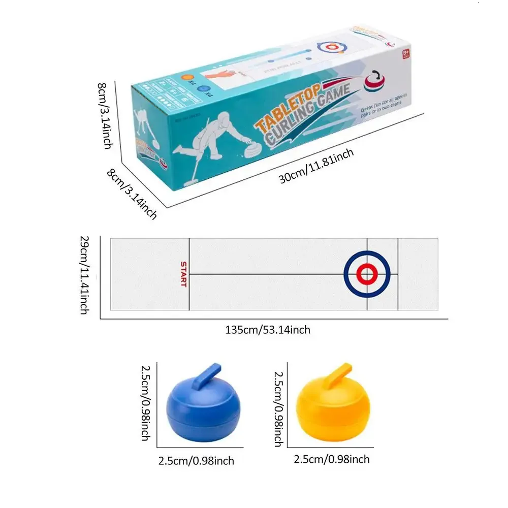 Curling Bowling Calcio – Gioco Da Tavolo 4 In 1 Multigioco 120x30 Cm Per Famiglie E Bambini, Tappetino Portatile - 3