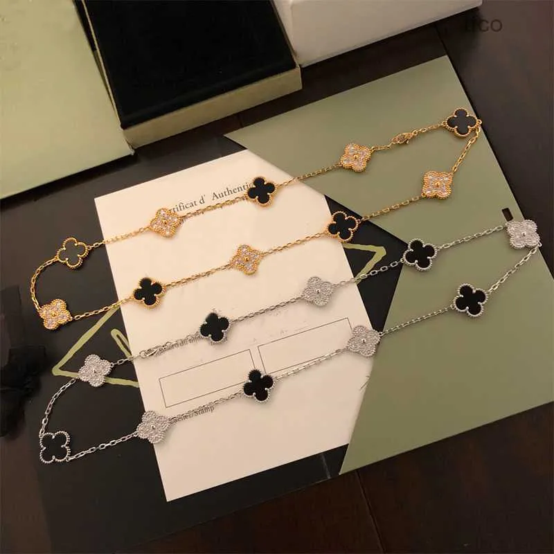 Designer Jewelrys Van Four Leaf Clover Armband Cleef Armband Luxe 10 Diamond Clover Ketting Merk Mode Vans minnaar Ketting Hoge kwaliteit 18k Goud Designer Nec