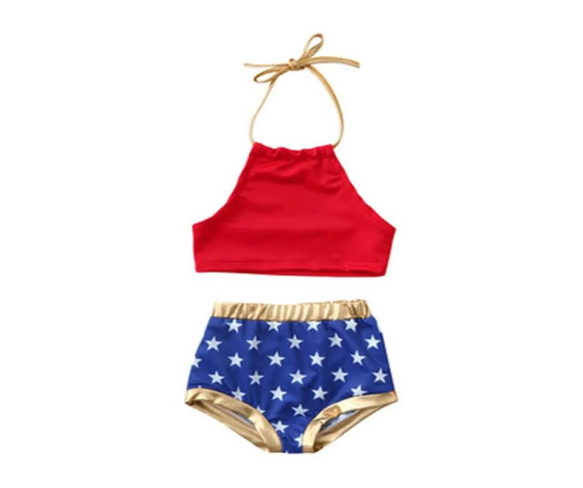 Sling-Badeanzug für Babymädchen, amerikanische Flagge, Unabhängigkeit, Nationalfeiertag, USA, 4. Juli, einfarbig, Sling-Star-Print, dreieckiger Mädchen-Badeanzug 1114695