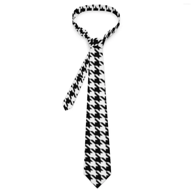 Bow Ties Mens Tie Black and White Plaid Neck Houndstooth Retro Casual Collar Mönster Bröllopskvalitetsläcktillbehör