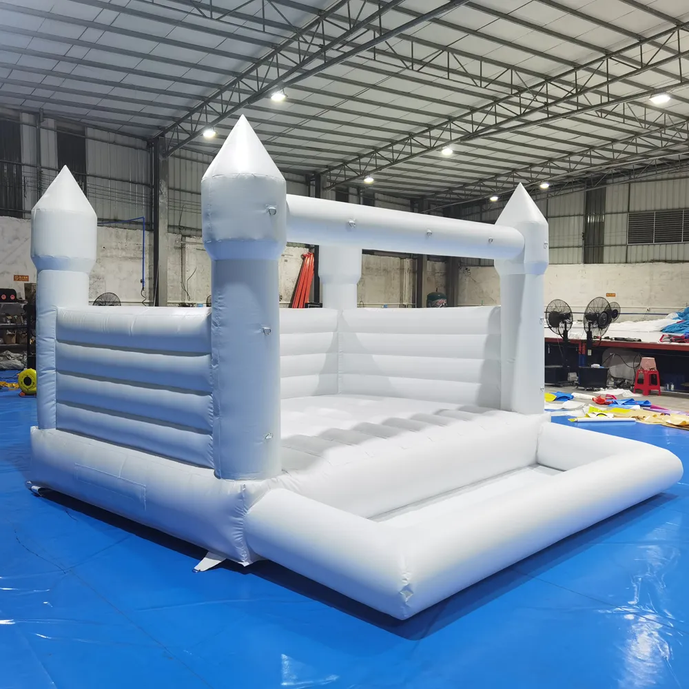 4x4m (13.2x13.2ft) en gros PVC Jumper Enfants Gonflable Blanc Bounce House Avec Ball Pit Piscine Mariage Château Gonflable Enfant Videur Pour Enfants Play Center