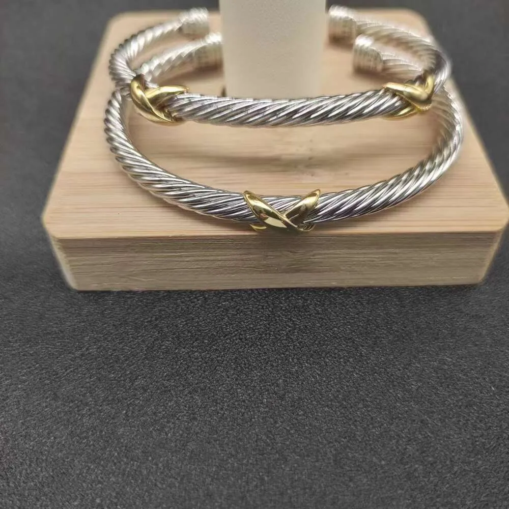 Luxury Designer jewelry bracelet 5mm Bracelet for Women High Quality Station Cable Cross Collection Vintage Ethnic Loop Hoop Punk Jewelry Band