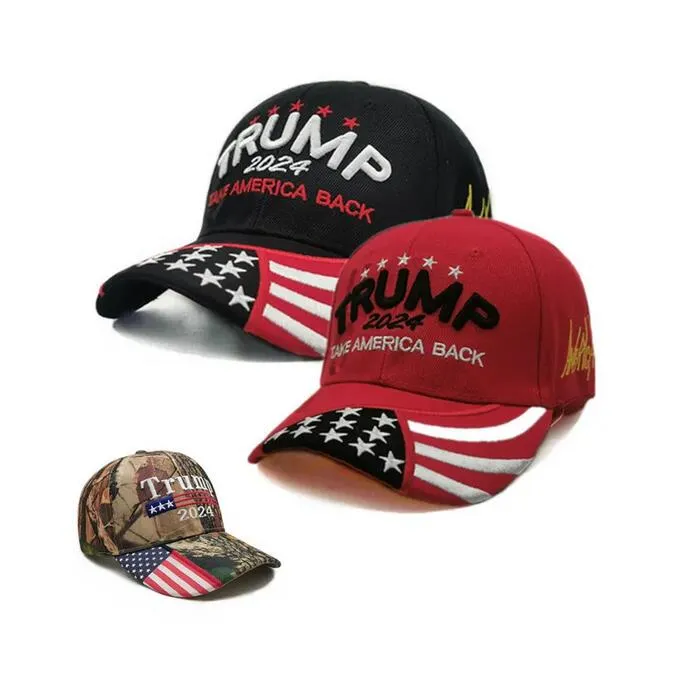 تطريز Donald Trump Baseball Caps 2024 الولايات المتحدة الأمريكية انتخابات الرئاسة الأمريكية تأخذ علم أمريكا مرة أخرى الأزياء مموهة القبعات القابلة للتعديل