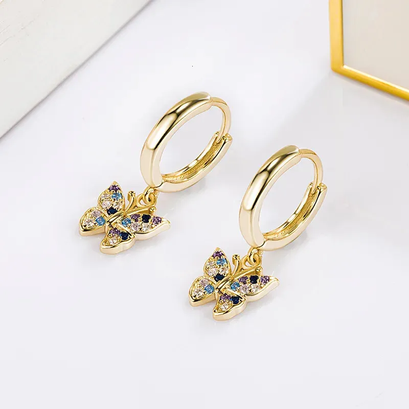 100% 14K Gold Natural Diamond Earring for Women Aros Mujer Oreja Pure Gemstone Jewellry Females 240125