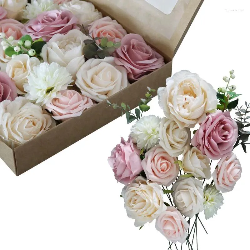 Dekorativa blommor Vackra konstgjorda Rose Flower Gifts Box Festival Decoration Supplies Wedding Birthday Home Bouquent Ornament