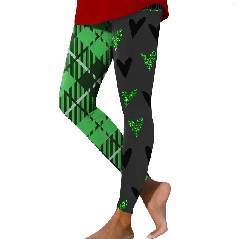 Women's Pants Casual Fashion Outdoor St Patrick's Day Reviews Many Clothes Plaid Print Slim Stretch Yoga Nine Minute