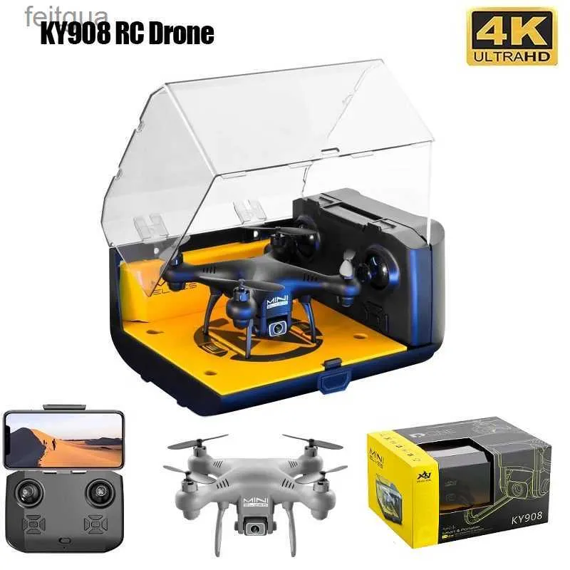 Drones Nwe KY908 Mini Drone com câmera 4K HD WiFi FPV Pressão de ar Altitude Hold One-Key Return 360 Rolling RC Helicopter Kid Toy Gift YQ240213