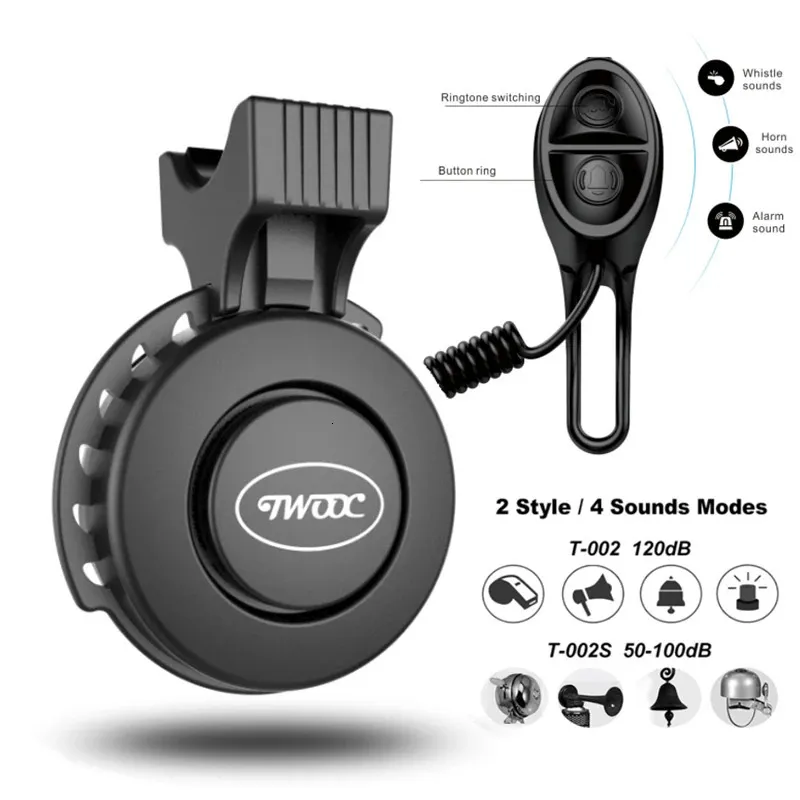 Sonnette de vélo haut-parleur de charge USB rechargeable mini klaxon de vélo 4 modes anneau de vélo cloche accessoires de vélo pour pièces de scooter électrique 240202