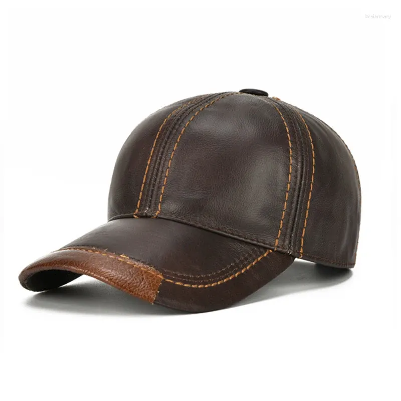 Ball Caps Men Real Cowhide Leather Baseball Male Autumn Winter Natural Cow Hats Good Quality Casual Cap