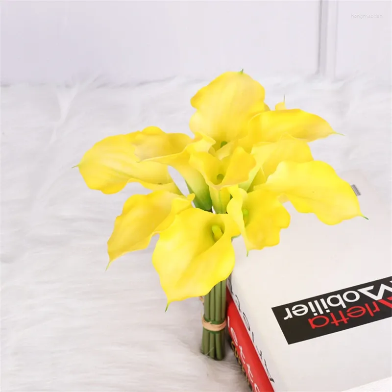 Decorative Flowers Simulation 12 Head Soft Glue Calla Lily Mini Artificial Flower Special Shooting Props