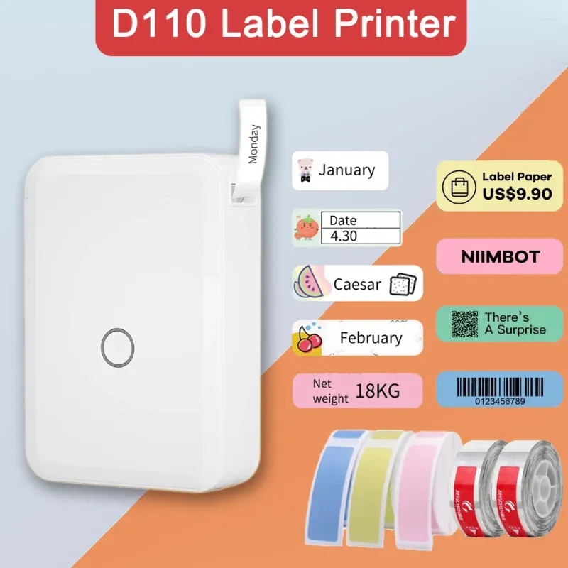 Niimbot D110 Mabel Maker Portable Pocket No Thrink Thermal Printer для мобильного телефона Home Office Используйте мини -печать с именем D11