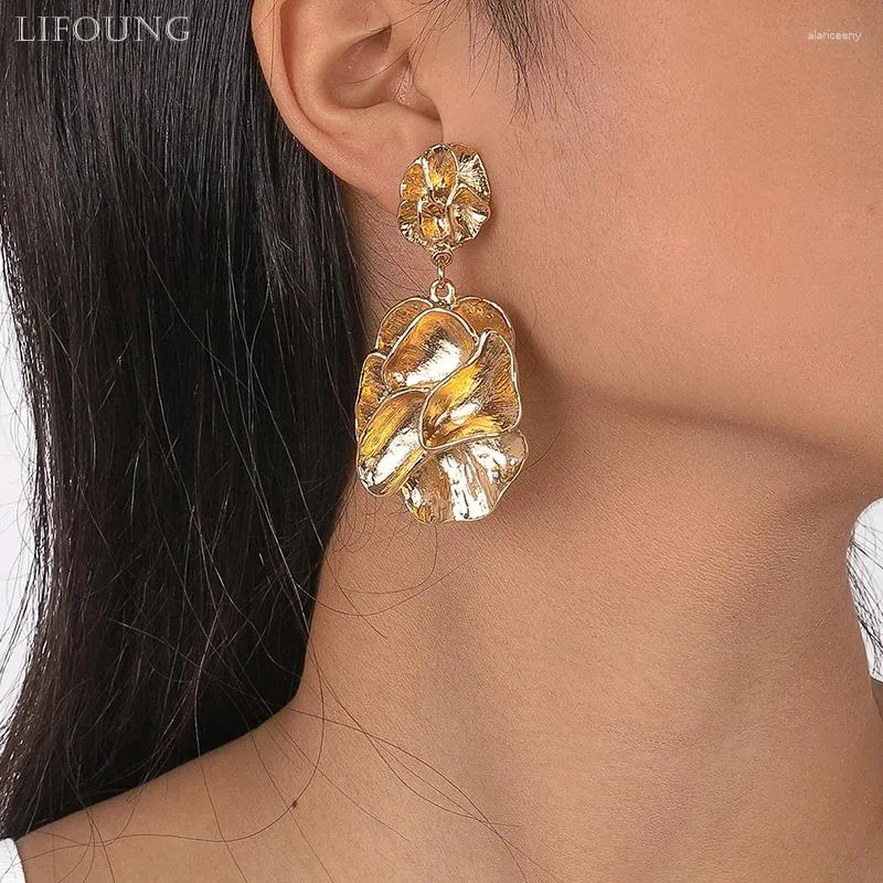 Dangle Earrings Heavy Thick Metal Flower Shape For Women Statement Post Studs Vintage Styles Fashion Jewelry Gifts Party 2024298