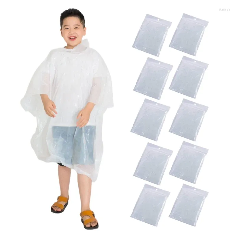 Raincoats Portable Disposable Rain Ponchos For Kids 10 Pack Lightweight Clear Outdoor Activities Raincoat 6-14 Boys And Girls