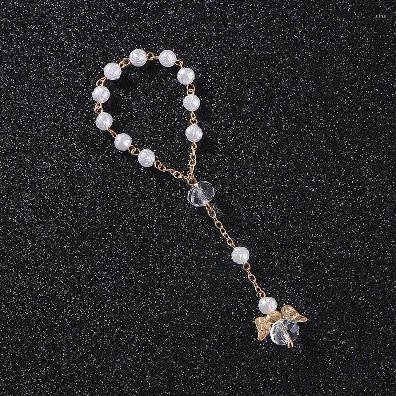 Länkarmband Komi Pearl Rose Bead Armband Religion Jesus Little Angel Rosary Christianity European European Europe Subuly R-163