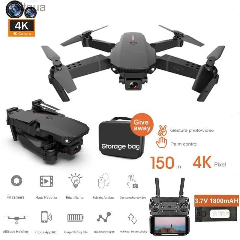 Дроны RC Дрон с камерой 4K Hd Wi-Fi Fpv E88 1080p Удержание высоты Rc Складной квадрокоптер Дрон Вертолет YQ240211