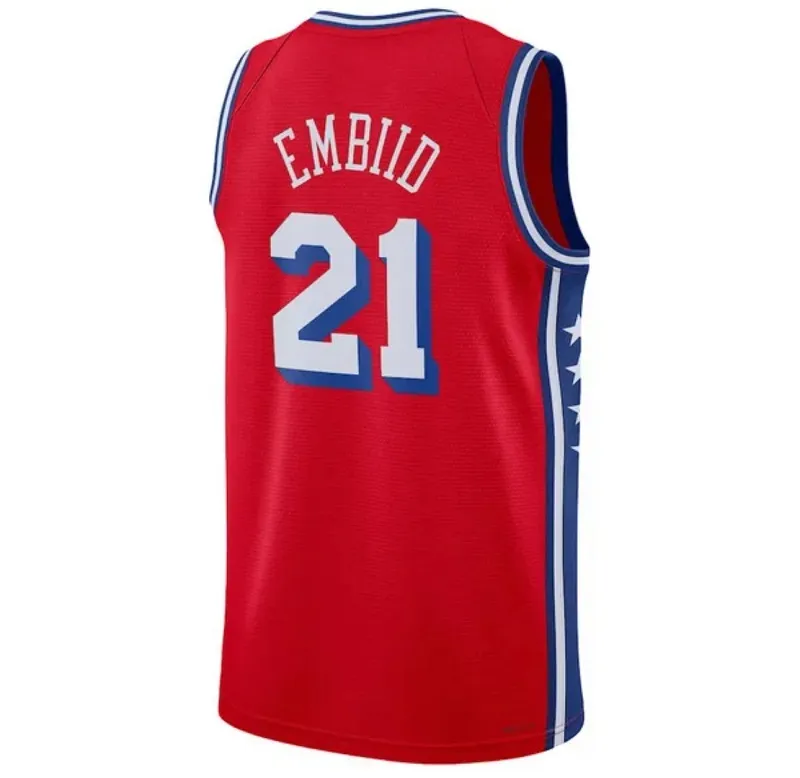 Red Sixers Maxey Jersey 2024 Tyrese Maxey Joel Embiid