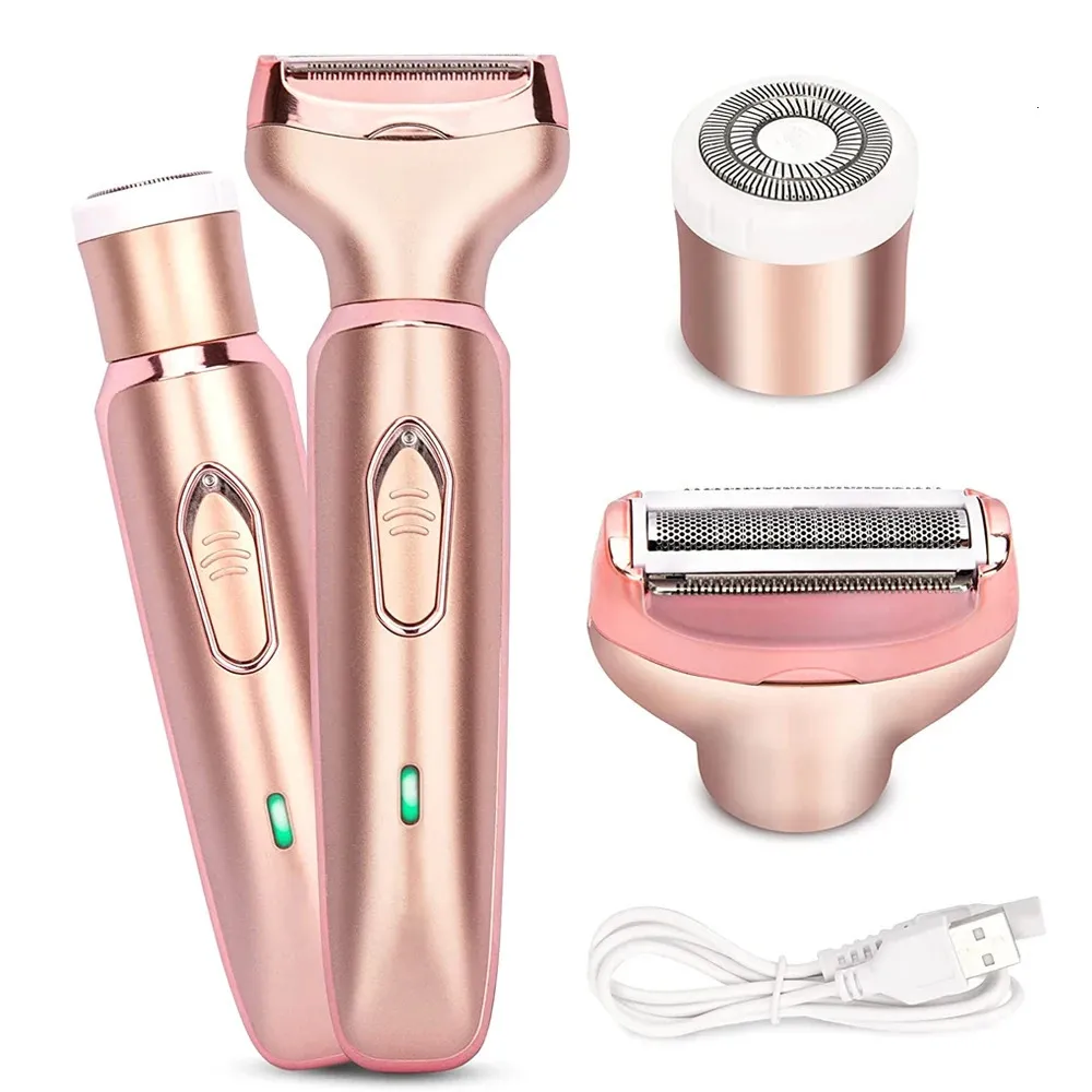 Professional 2 i 1 Women Epilator Electric Razor Hair Removal Painless Face Shaver Bikini Pubic Trimmer Home Use Machine 240202