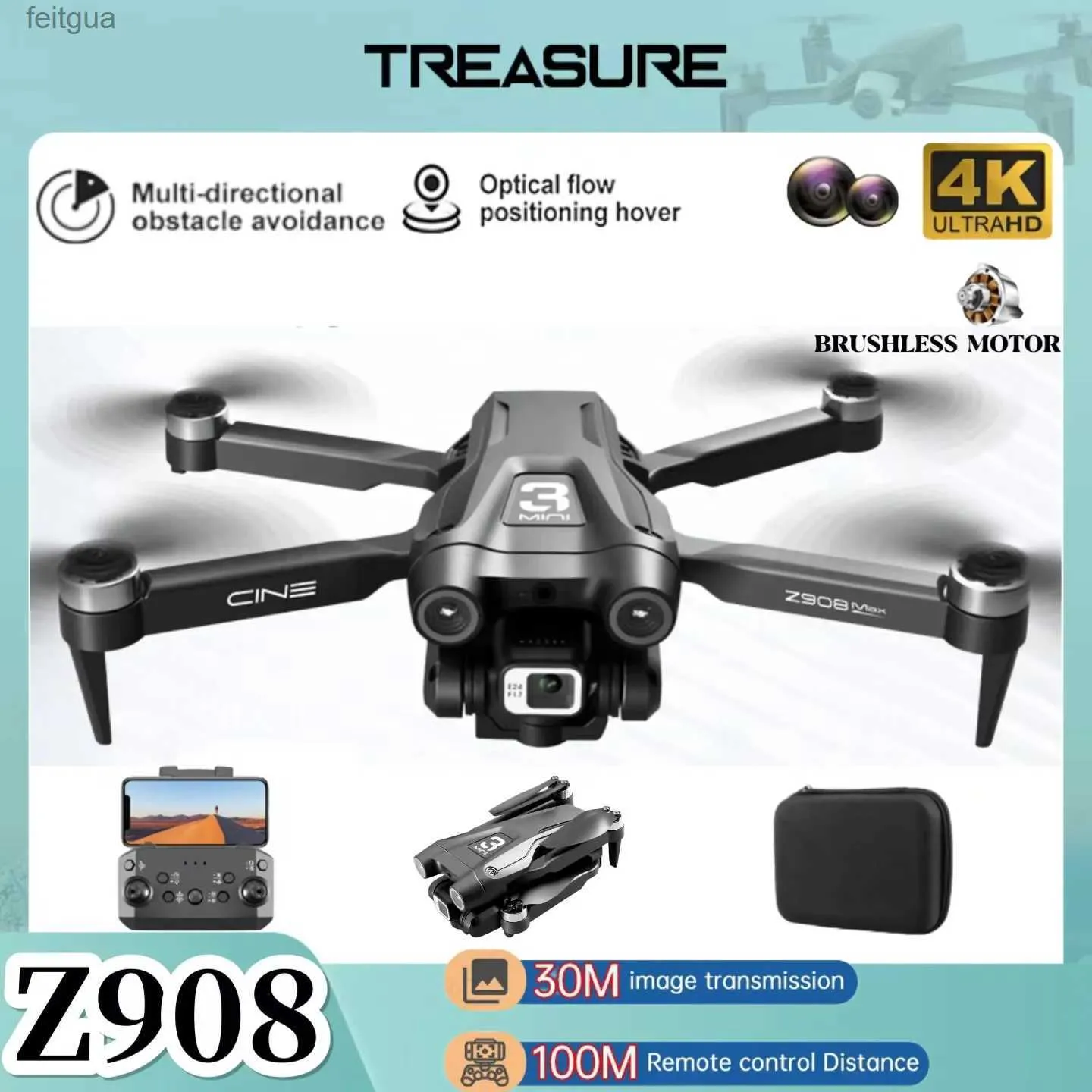 DRONES MINI Z908 PRO 4K HDデュアルESCカメラプロフェッショナルドローンWiFi FPV障害物ブラシレス折りたたみRC Quadcopter Toy Gift YQ240213