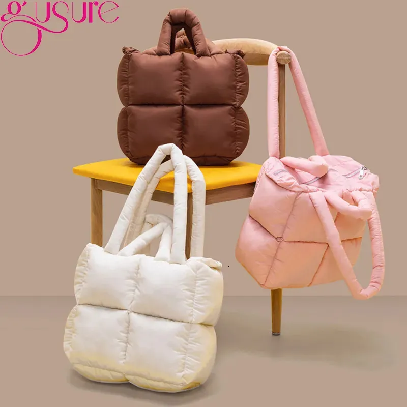 Gusure inverno mulheres espaço bolsa de algodão e bolsa casual senhoras sacos de ombro moda inchado para baixo shopper tote bolsas sac 240201