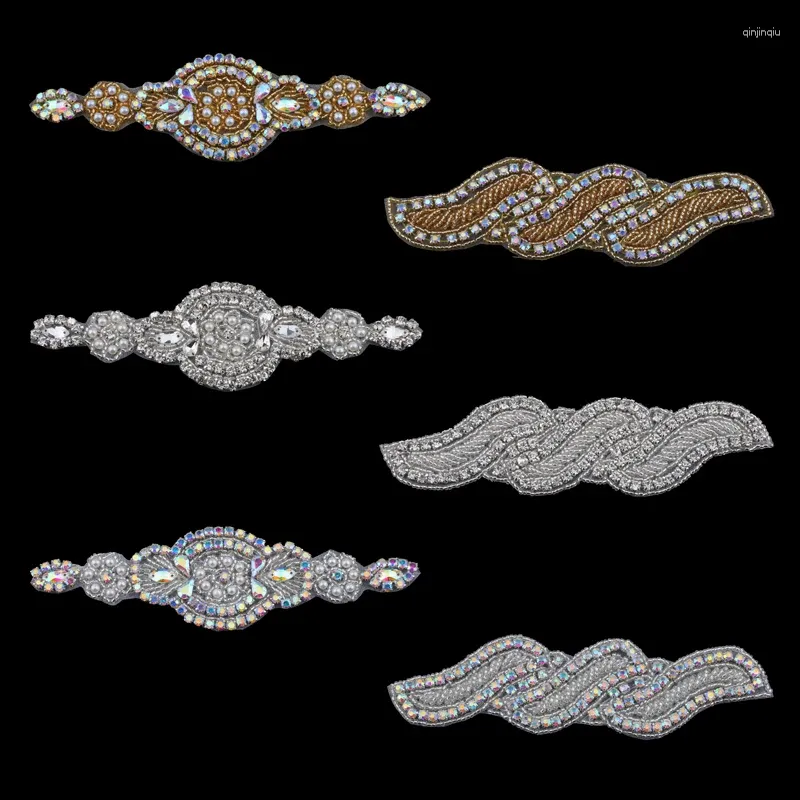 Hair Accessories MASOKAN Handmade Bling Sew On Fix Beaded Crystal AB Rhinestone Applique For Wedding Ornaments Kids Girl