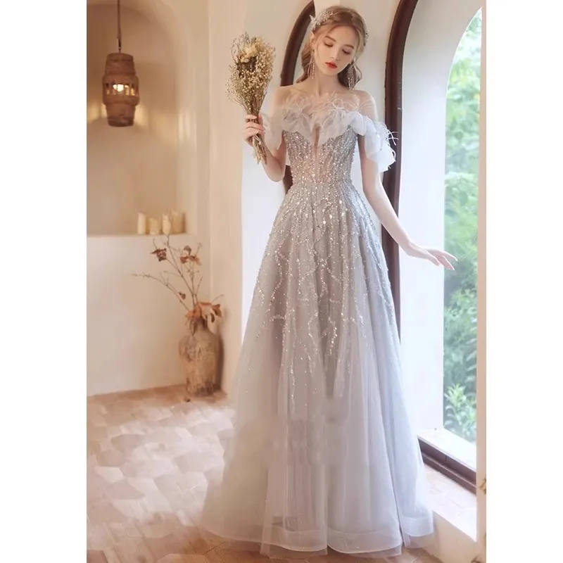 élégant boho mère de la mariée dres pailled le mariage invité dr off fure les robes de soirée de mariage