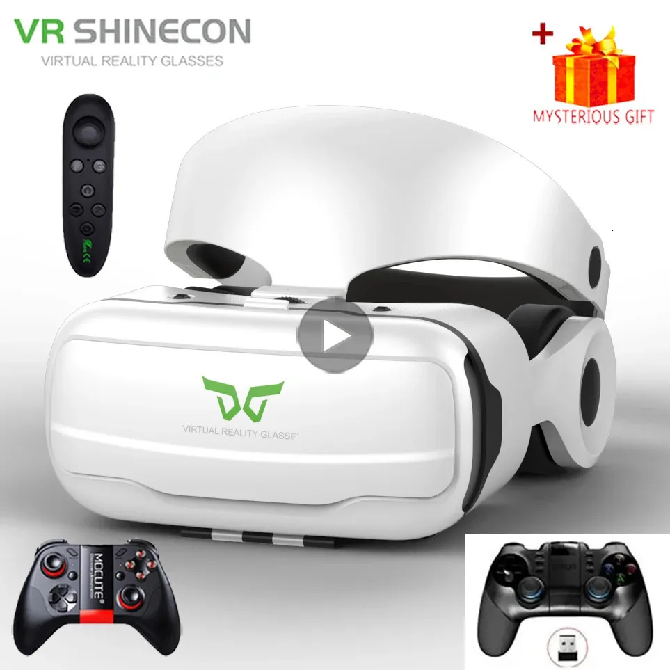 VR Shinecon Glasses Headset 3D Virtual Reality Device Helmet Viar Goggle Lenses for Smartphone Smart Cell Phone Realidade Viewer 240126