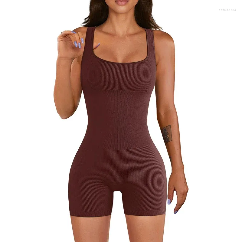Yoga Body Jumpsuit: Shape Control, Ribbed Sleeves, Square Neck Ideal For  Womens Workout And Sports From Edarebecca, $18.11