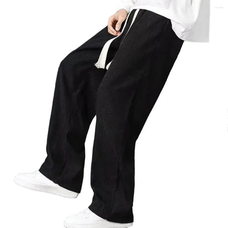 Pantalons pour hommes Hommes Polaire Météo Pantalon de survêtement épais en peluche hiver avec cordon de serrage taille jambe large pour le sport confortable