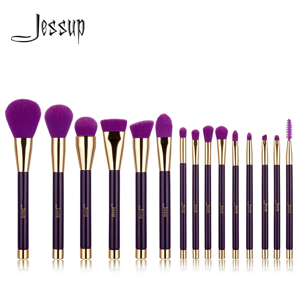 Jessup pinceaux 15 pièces violet foncé pinceaux de maquillage ensemble poudre fond de teint fard à paupières Eyeliner contour des lèvres correcteur tache 240118