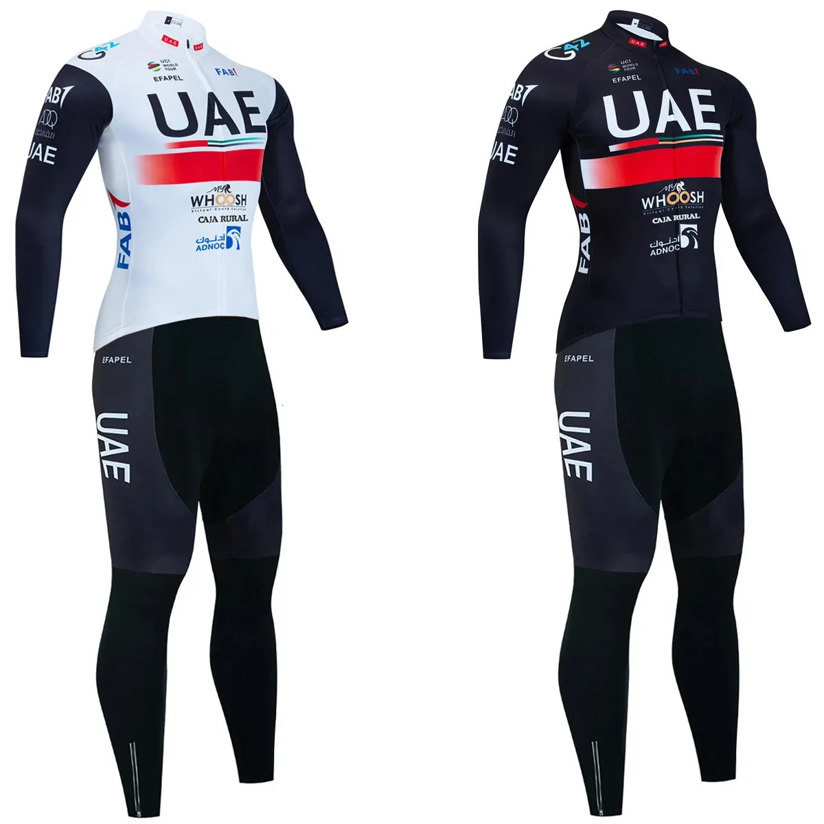 Vintercykeltröja White Uae Bike Jacket Maillot Pants Suit Ropa Ciclismo Team Pro Thermal Fleece BicyCleclothing 240202