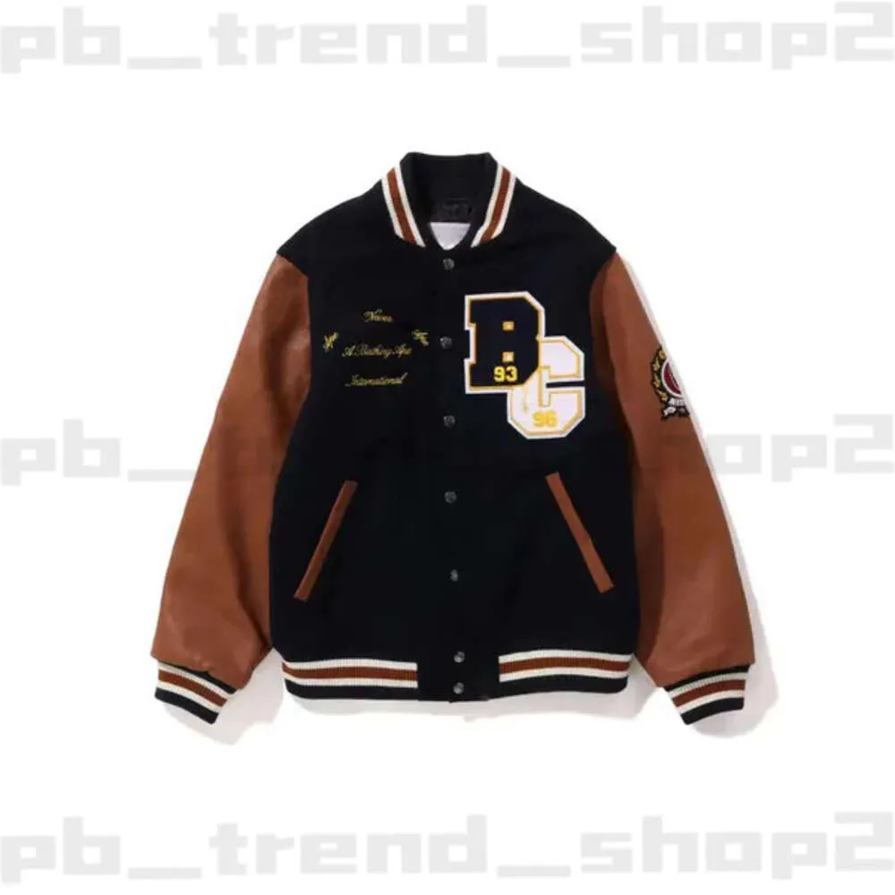 Designer Men Jacket Sport Jackets Loose Varsity Jacket Bapes Flocking Leather Long Sleeves Baseball Coat Uniform Jacket Single Breasted Warm Jackets 413