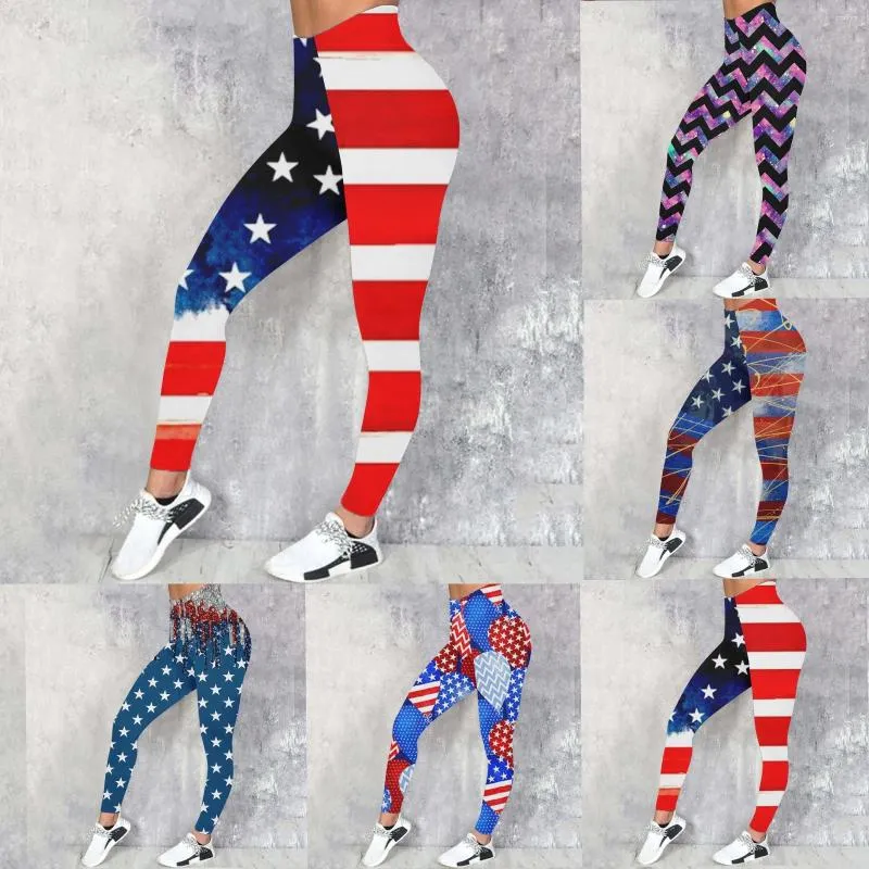 Damesbroek Dames Fourth Of July Gedrukt Sportlegging Met Voeten Dames Lang ondergoed Winterleraarkleding Dames moederschap