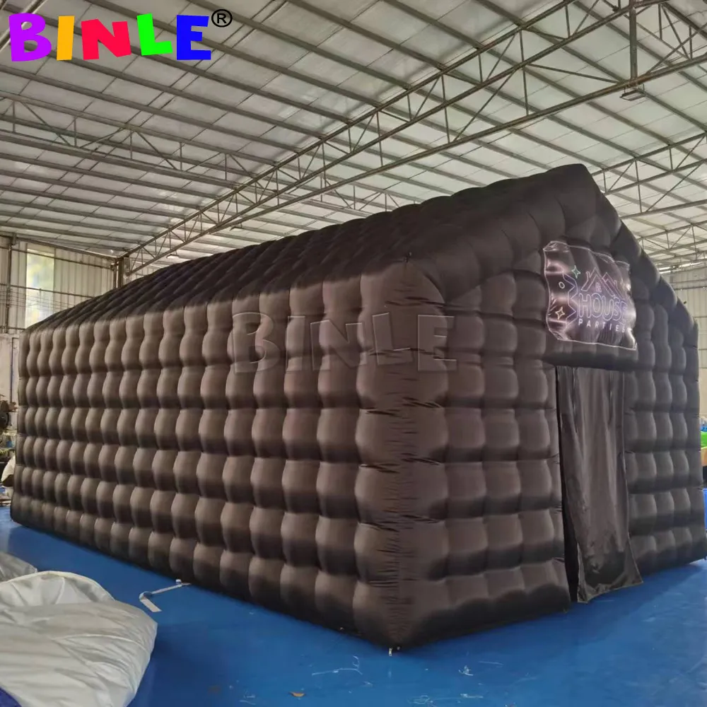 10x10x4.2mH (3x33x14ft) оптовая продажа Oxford Black Party Надувная палатка для ночного клуба с отверстием для фонарей Большой надувной куб-будка для ночного клуба для дискотеки-свадьбы