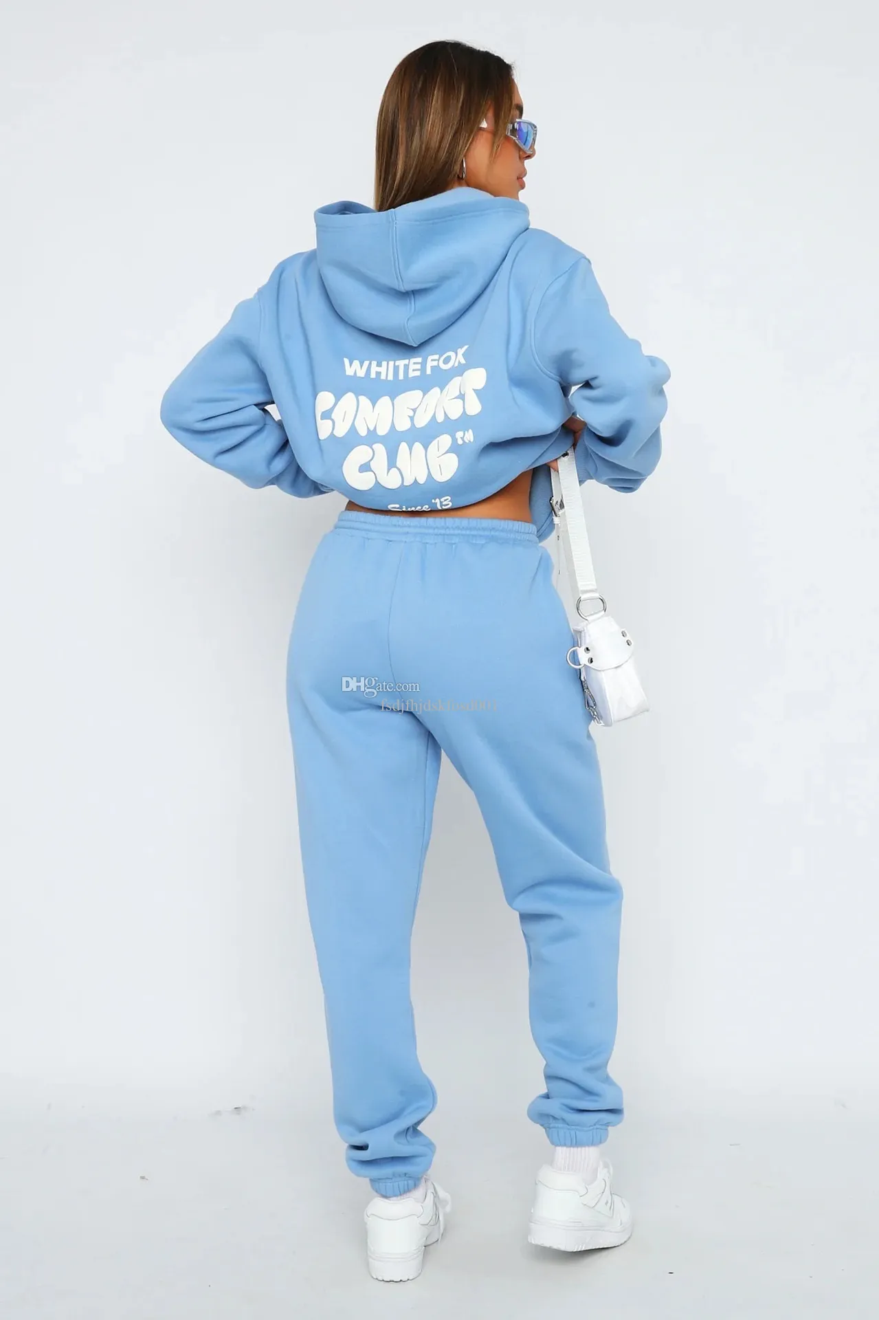 White Fox Designer Tracksuit Brand Hoodie يضع اثنتين من قطعتين للنساء للرجال مجموعة رياضية طويلة الأكمام ذات الأكمام الشاملة