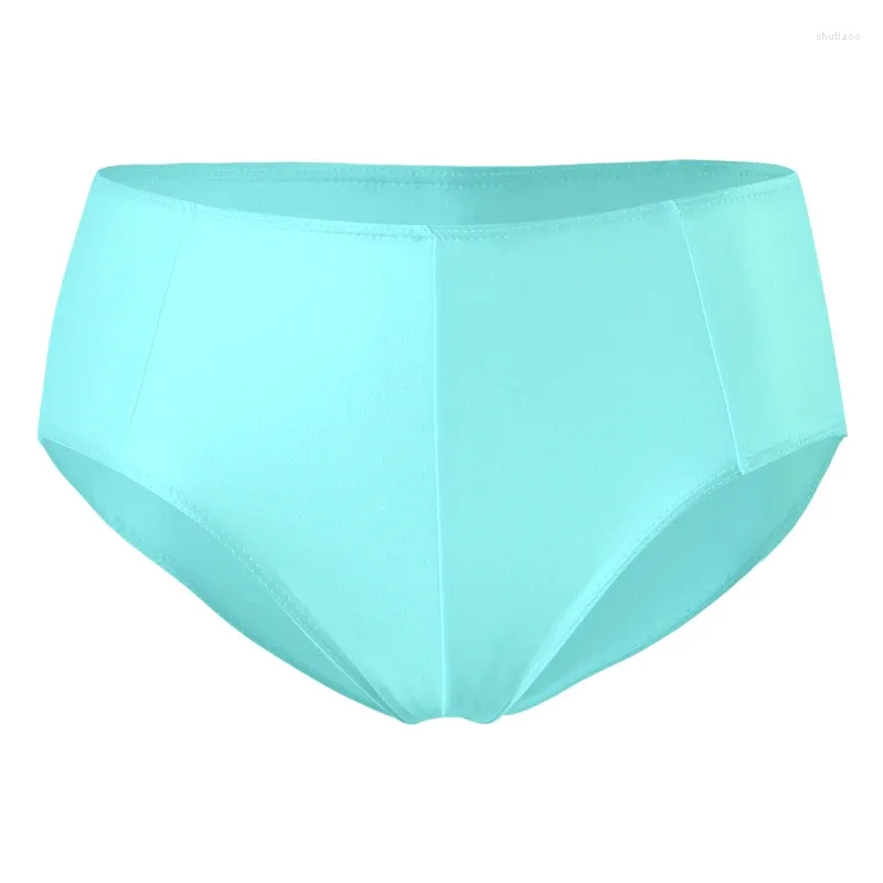 Mutande in nylon da uomo pantaloni di sicurezza costume da bagno lucido gay biancheria intima sexy vita media sollevamento dell'anca grassa taglie forti slip slip Sissy