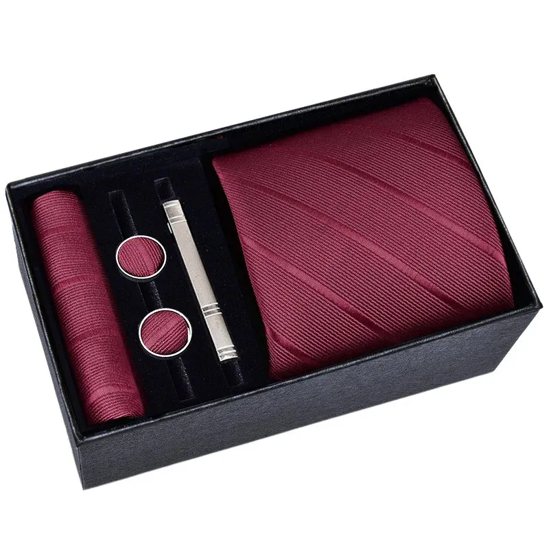 5 Pz Mens Cravatta Set Cravatta Clip Gemelli Cravatta Cravatte Affari Confezione regalo Vestito Sottile Gravatas Decorazione Per Gli Uomini 240119