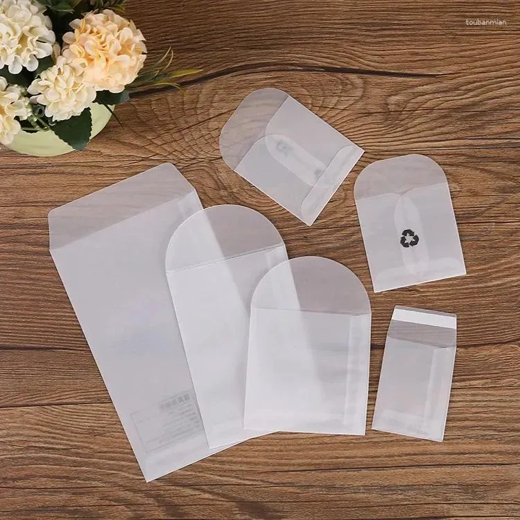 ギフトラップ50pcs半透明のミニエンベロープDIYポストカード/カード/ジュエリーストレージバッグ結婚式の招待状小さなパッケージ