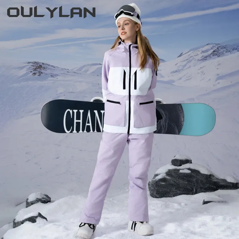 2024 mode Frauen Schnee Tragen Wasserdichte Ski Anzug Set Snowboarden Kleidung Outdoor Winter Jacken Und Hosen Für Mädchen 240122