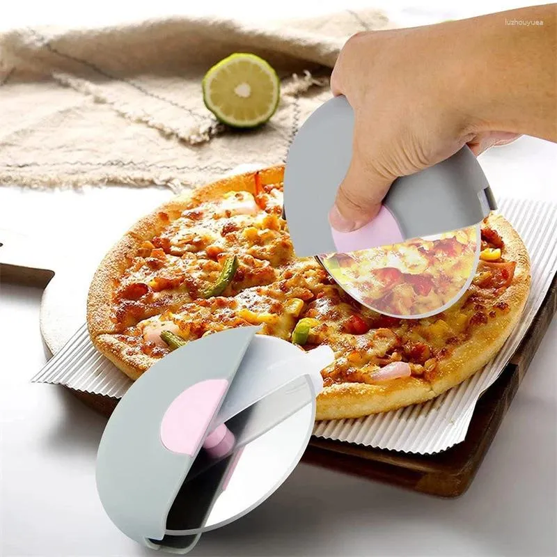 Facas laváveis faca de pizza doméstica gadget de cozinha redondo rolo de aço inoxidável panqueca acessórios de cozimento