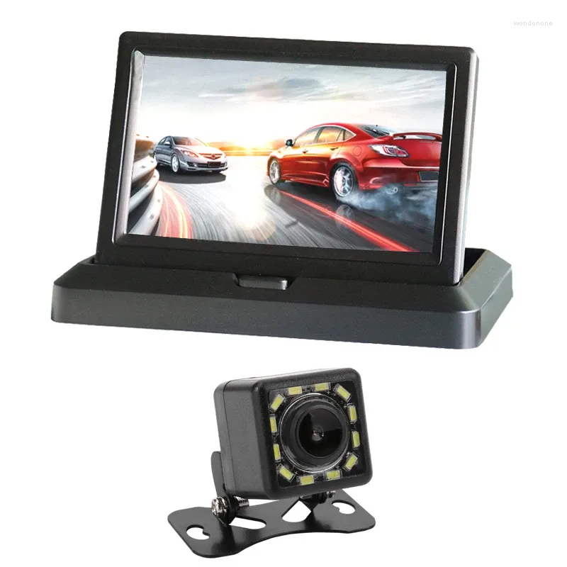 Écran numérique pliable couleur HD CCD pour voiture, 5.0 pouces, entrée vidéo à 2 canaux, lecteur DVD, moniteur DC 12/24V
