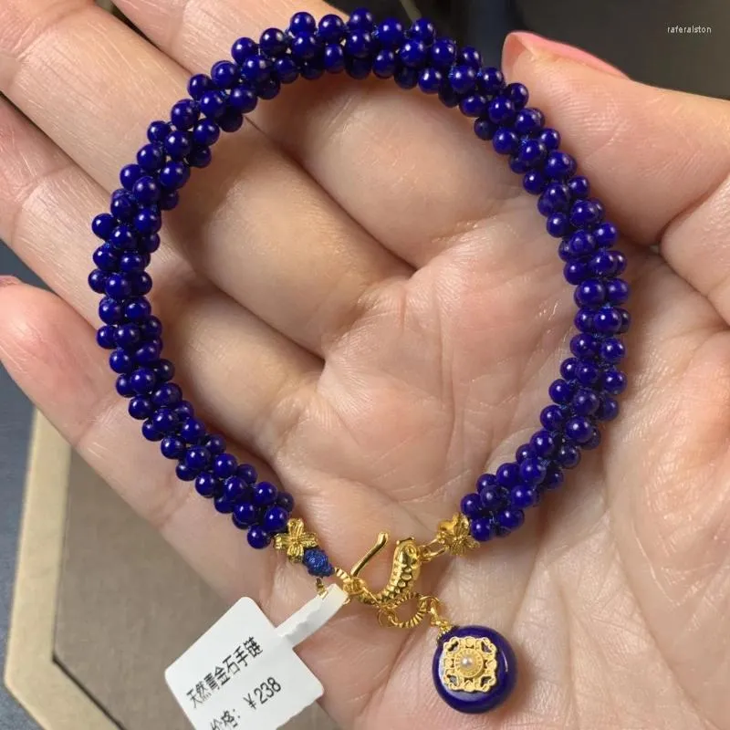 Strand verstelbare natuurlijke Afghaanse Lapis Lazuli armband Uniek ontwerp en hoogwaardige modieuze trendy sieraden