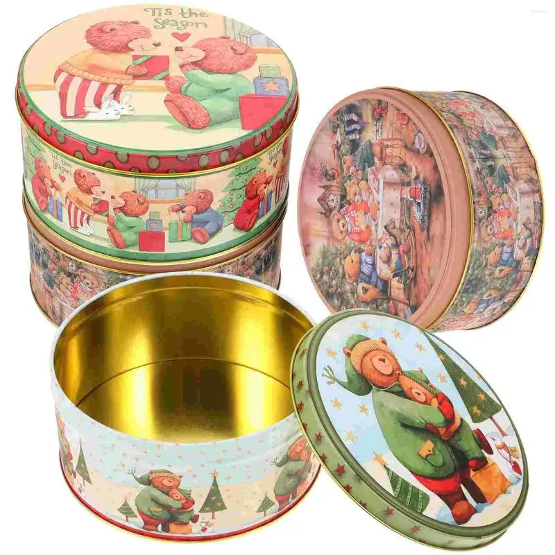 Storage Bottles Christmas Tinplate Cases Candy Biscuit Cookie Boxes Gift Box (Mixed Style)