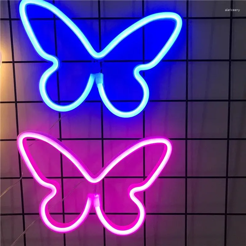 Veilleuses papillon néon signe lumière LED animal logo lampe ampoules tenture murale décor romantique fête d'anniversaire salle cadeau de noël