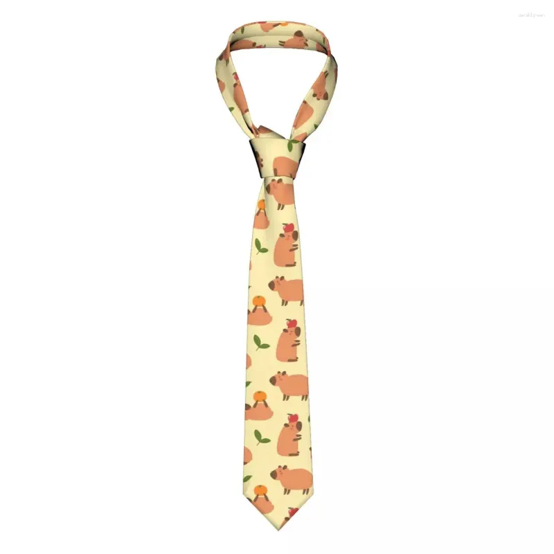 Bow Ties Capybara Play Orange Tie Animal Daily Wear Cravat Business Necktie Shirt Accessories