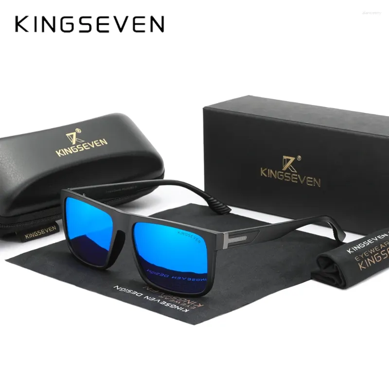 Solglasögon Kingseven 2024 Fashion for Men Polariserade UV400 Classic Women Square Eye Glasses Driving Travel Optical Eyewear